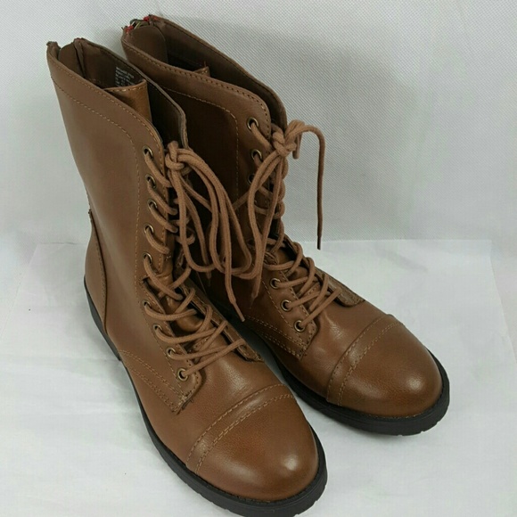 Joe Boxer Shoes - Joe Boxer size 10 Zip Brown Lace Up Combat Boots